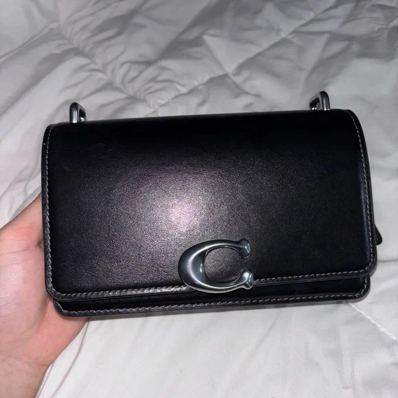 Coach Black Leather Crossbody with Silver 'C' Hardware - Picture 3 of 6